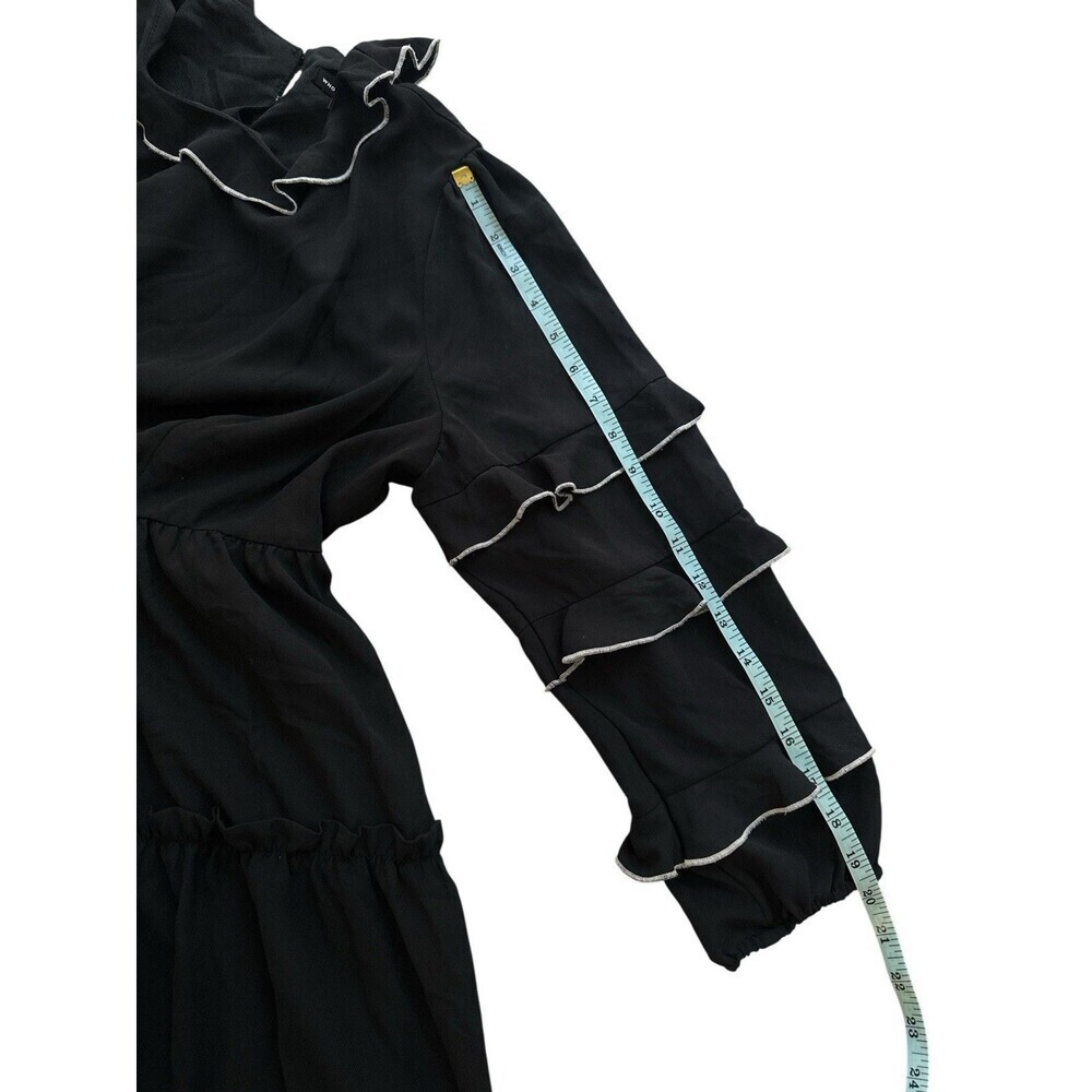 Black Tiered Ruffle Dress L Who What Wear Fairy Grunge Romantic Coastal Cowgirl - Picture 8 of 8